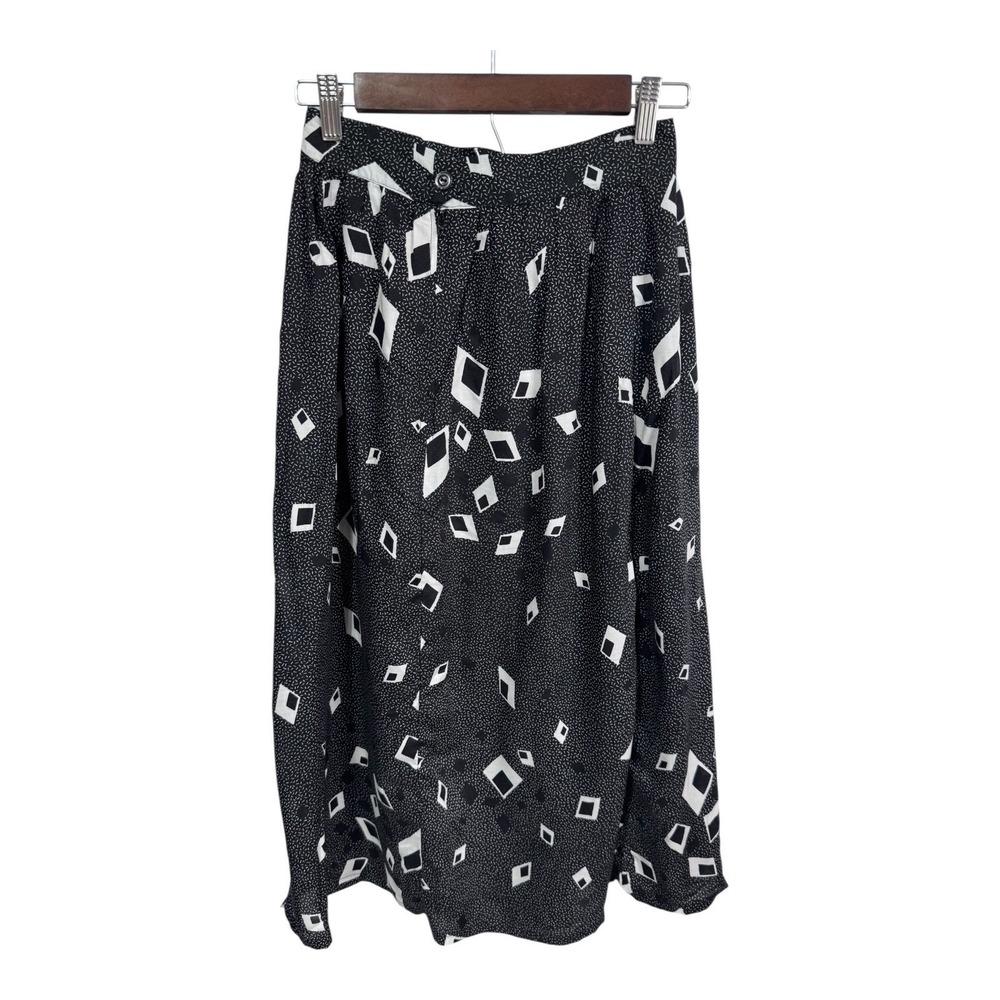 Greenwich Square Vintage Abstract Geometric Midi‎ Skirt Rayon Made USA 9/10